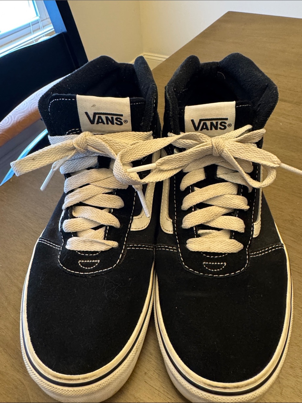 Vans Black and White High-Top Skate Sneakers